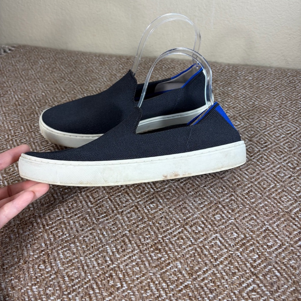 Rothys The Sneaker Black Solid Slip On Knit Shoes Washable Flat Shoes 8 Casual - Picture 6 of 10